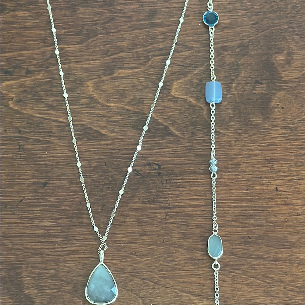 LOFT Outlet Women's Fashion Jewelry Gold and Blue Stone Necklace NWOT Never Worn - Picture 9 of 11